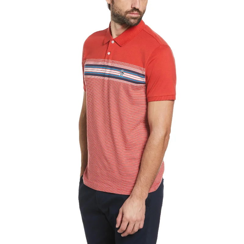 Men's Shirts with Chest PocketsEngineered Stripe Print Polo