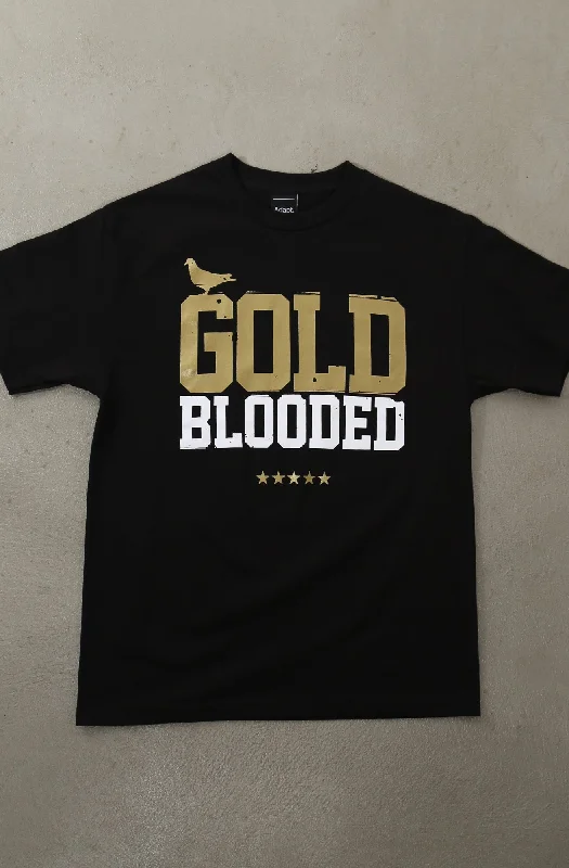 Men's Three-Quarter Sleeved TopsGold Blooded (Men's Black/White/Gold Tee)