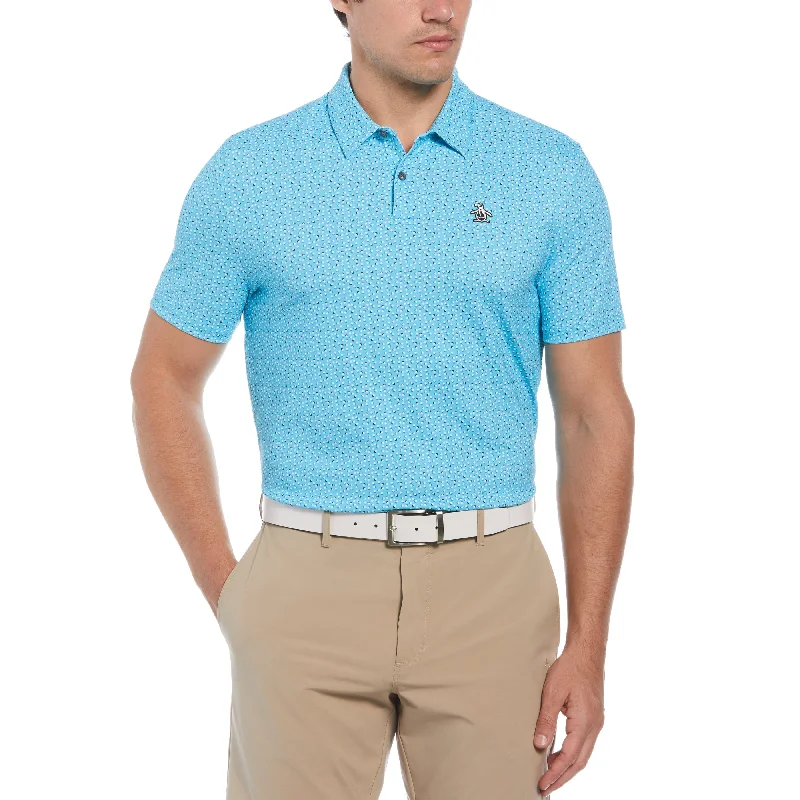 Men's Shirts with Hidden ButtonsGolf Ball Print Golf Polo