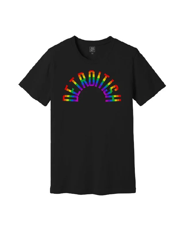 Men's Shirts with High NecksInk Detroit Detroitish Rainbow T-Shirt - Black