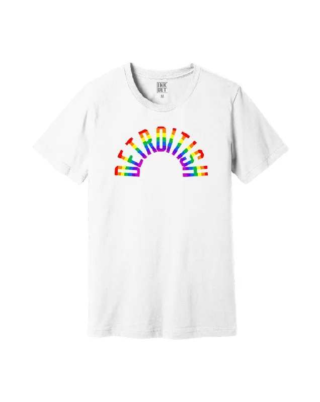 Men's Flowy Shirts for a Relaxed LookInk Detroit Detroitish Rainbow T-Shirt - White