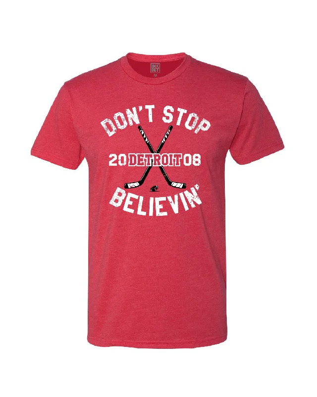 Men's Shirts with Barrel CuffsInk Detroit Don't Stop Believin' 2008 T-Shirt - Red