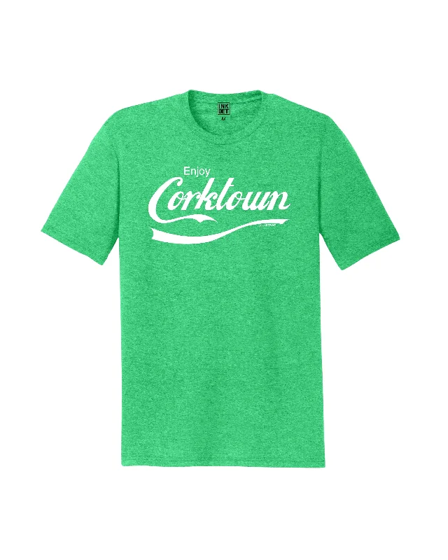 Men's Shirts with Velcro ClosuresInk Detroit - Enjoy Corktown Tri-Blend - T-Shirt - Green