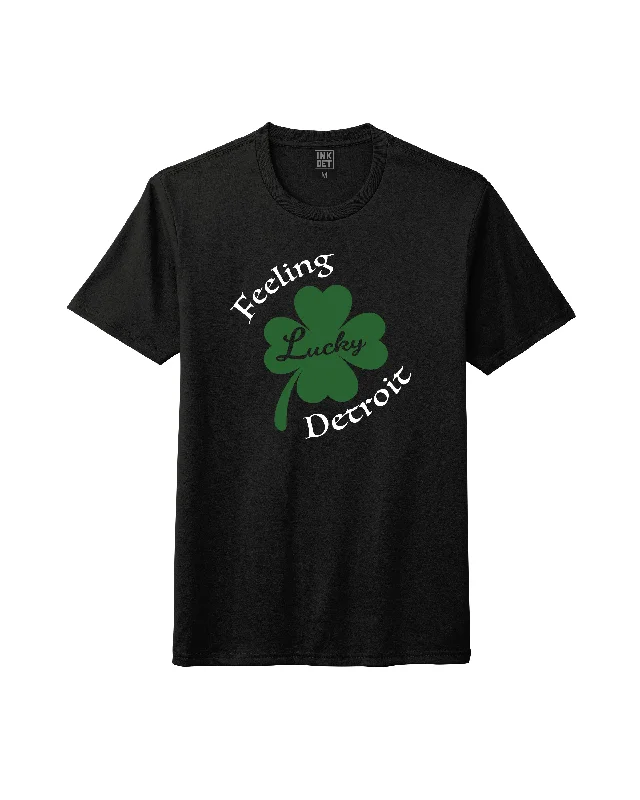 Men's Shirts with Abstract DesignsInk Detroit - Feeling Lucky Detroit Tri-Blend - T-Shirt - Black