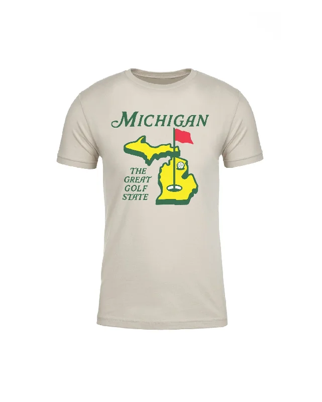 Men's Shirts with Custom MonogramsThe Great Lakes State - Michigan the Great Golf State T-Shirt - Sand