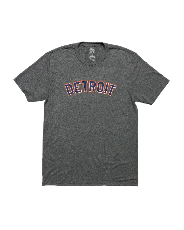 Men's Short-Sleeved ShirtsInk Detroit Orange & Navy Print T-Shirt - Heather Grey