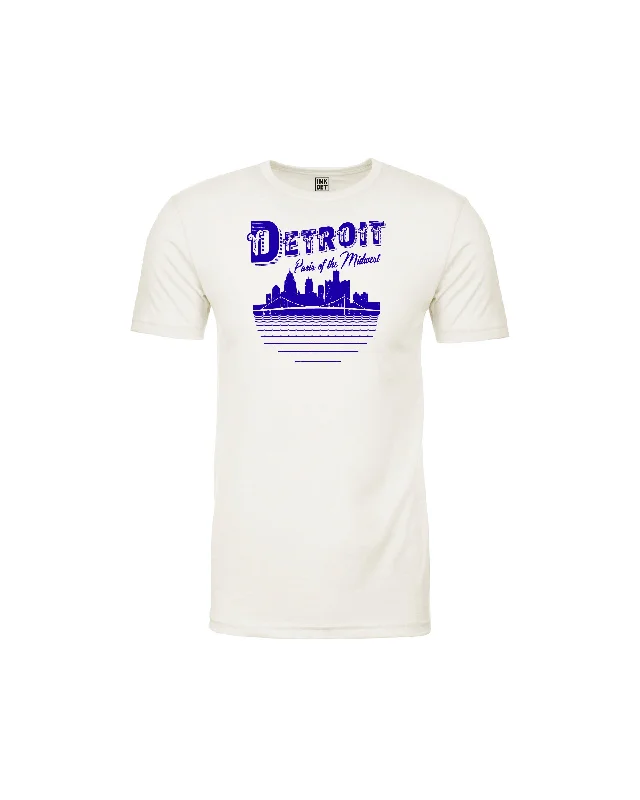 Men's Shirts with Patchwork SleevesInk Detroit Paris of The Midwest T-Shirt - White