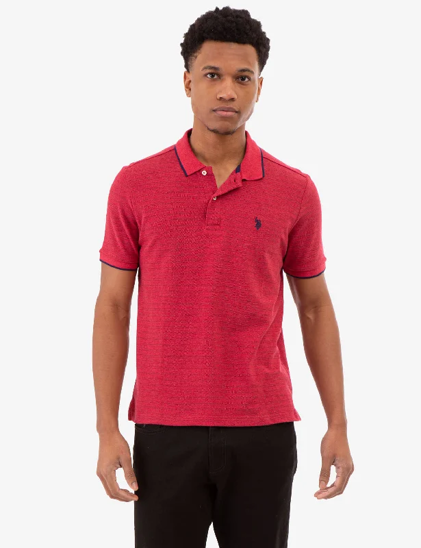 Men's Relaxed-Fit Shirts for Casual ComfortJACQUARD MARLED STRIPE POLO SHIRT