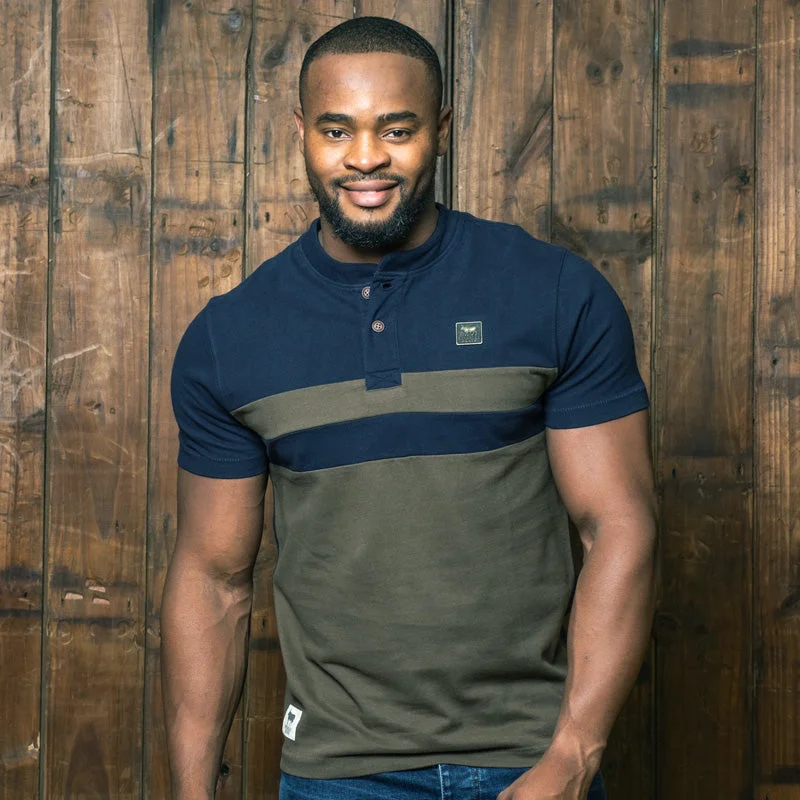 Men's Shirts with Animal PrintsKingsley Colourblock Henley Midnight