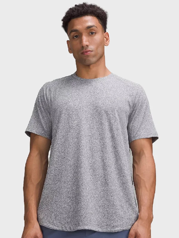 Men's Checkered Shirts for a Retro FeelLULULEMON HEATHERED OIL GREY LICENSE TO TRAIN SHORT-SLEEVE SHIRT