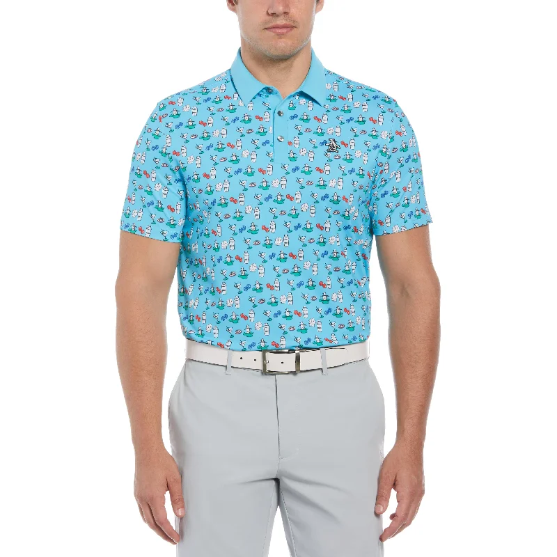 Men's Shirts with High NecksMartini Print Golf Polo