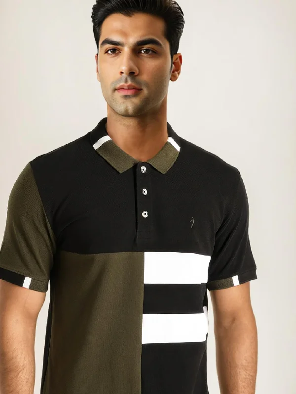 Men's Shirts with Convertible CollarsMen Color Block Polo T-Shirt