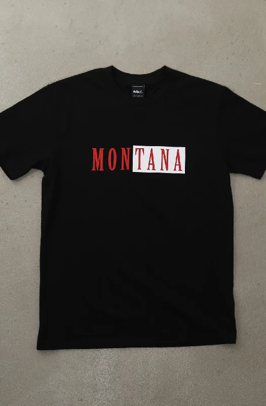 Men's Shirts with Surplice HemlinesMontana (Men's Black Tee)