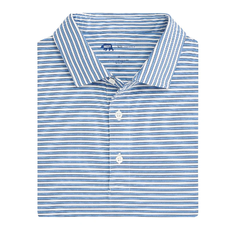 Men's Shirts with Embellished HemlinesMulligan Stripe Performance Polo - Sky