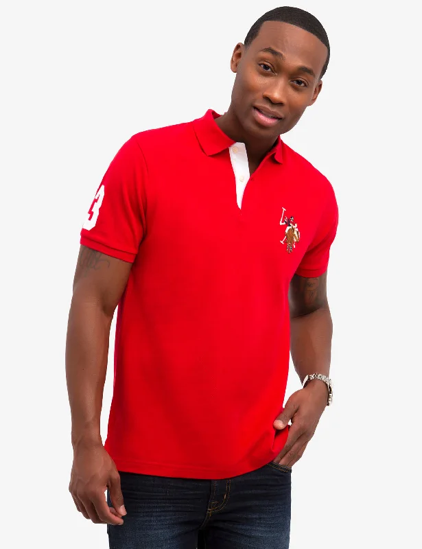 Men's Tab-Collar Shirts for a Crisp LookMULTI COLOR BIG LOGO SOLID POLO SHIRT