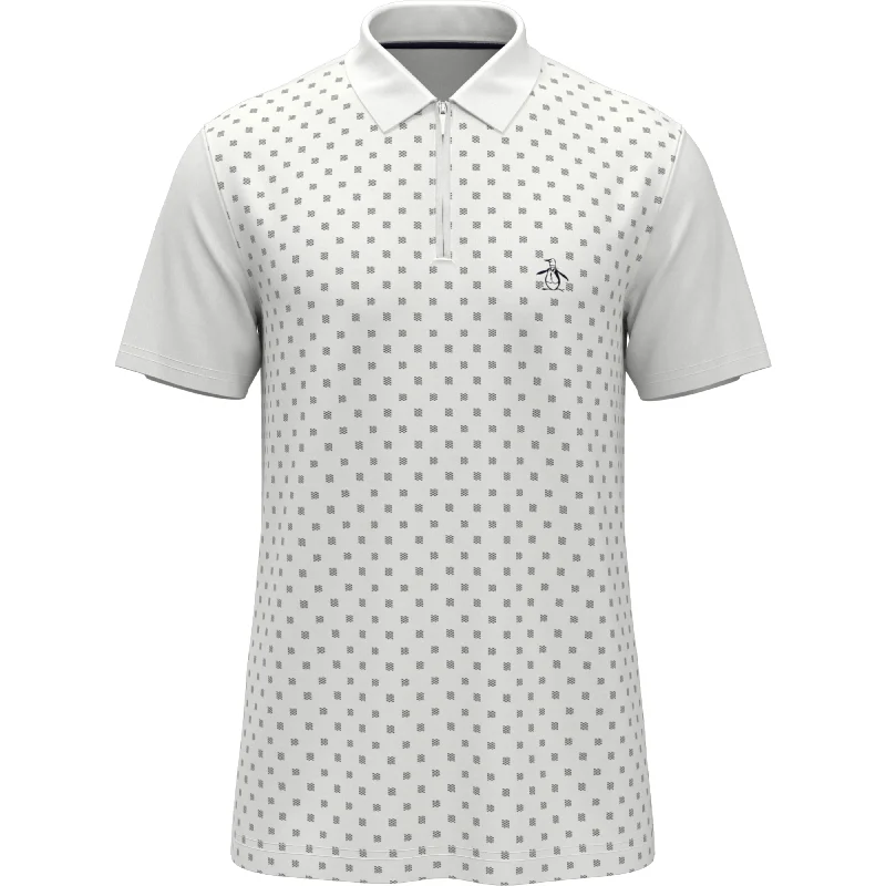 Men's Shirts with Embellished CollarsQuarter Zip Pique Checkered Polo