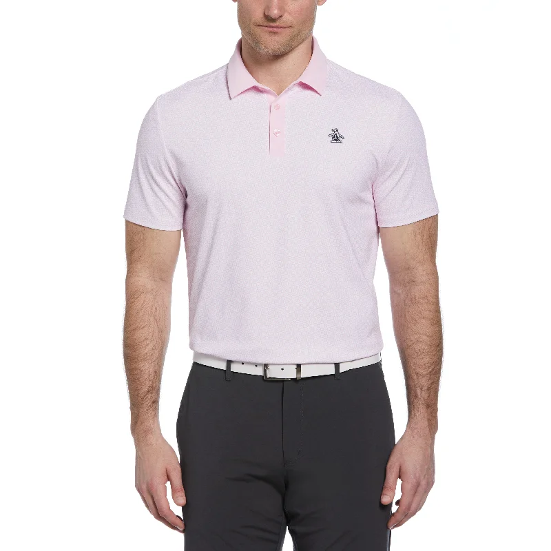 Men's Shirts with Abstract DesignsAll-Over Retro Micro Floral Print Golf Polo