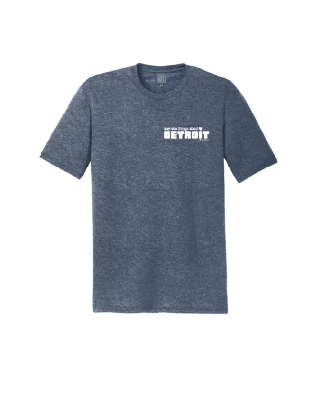 Men's Shirts with Convertible CollarsSay Nice Things About Detroit Left Chest Print T-Shirt - Heather Navy