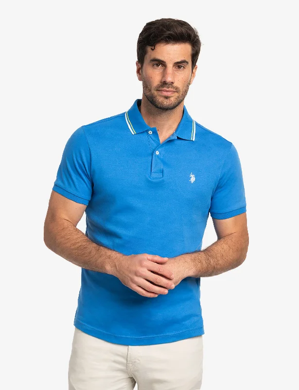 Men's Bold-Color Shirts for a Statement PieceSLIM FIT TIPPED INTERLOCK POLO SHIRT