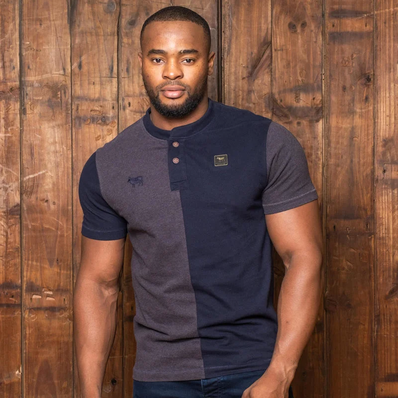 Men's Shirts with Mandarin CollarsVintage Rugby Henley Midnight