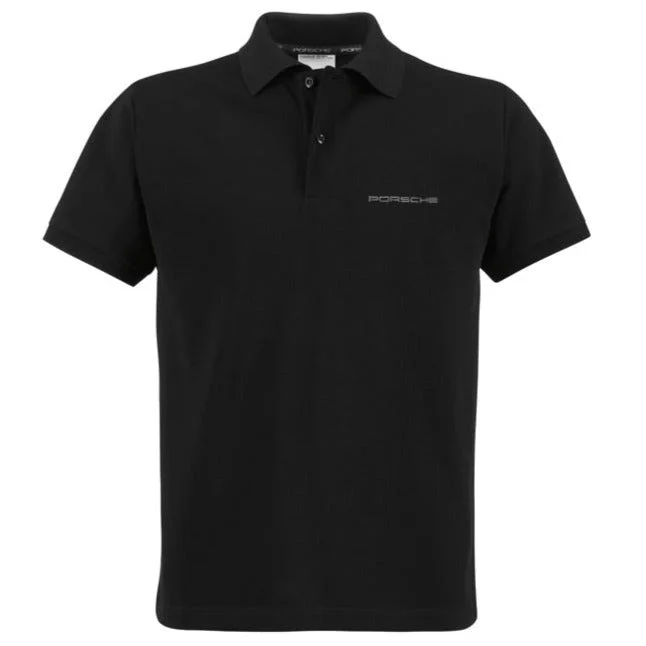 Men's Wrinkle-Free Shirts for Easy CarePorsche Men's Polo Shirt, Black - PORSCHE Script