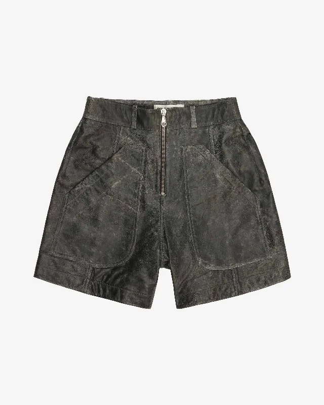 Men's Pants with Functional PocketsCB CRACKED LEATHER SHORTS