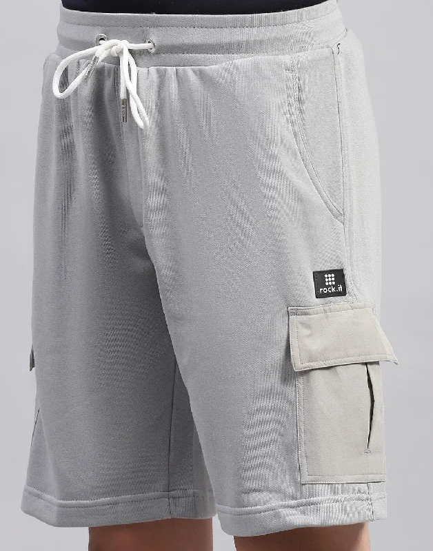 Men's Drawstring Pants for AdjustabilityMen Grey Solid Regular Fit Short