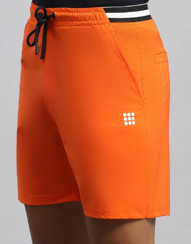 Men's Patterned Pants with ChecksMen Orange Solid Smart Fit Short