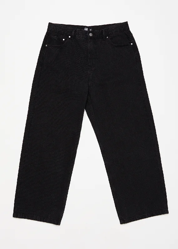 Designer Skinny Men's JeansAFENDS Mens Pablo - Denim Baggy Jeans - Washed Black