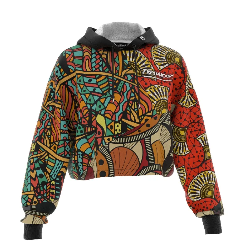 Men's Hoodies with Reinforced CuffsAfrican Pattern Cropped Hoodie