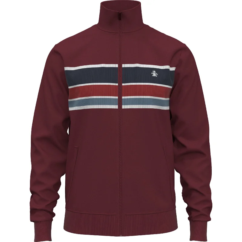 Men's Coats with Adjustable SleevesColor Block Stripe Track Jacket