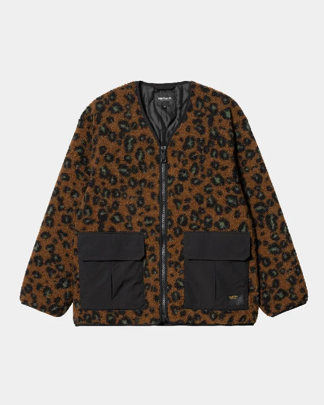 Men's Coats with Velcro ClosuresDevin Liner | Tamarind / Black Camo Leopard Jacquard