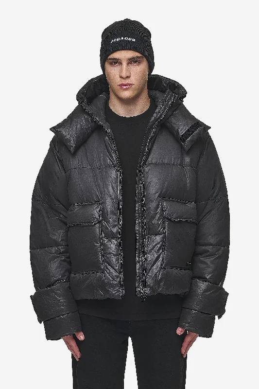 Men's Coats with Convertible CollarsGarrick Vintage Oversized Puffer Jacket Black