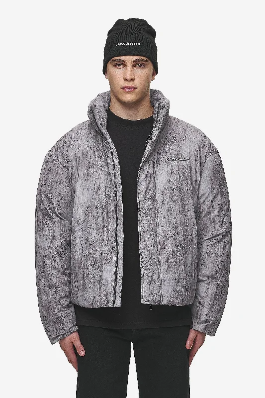 Men's Coats for LayeringLavoy Ripstop Crushed Cropped Boxy Puffer Jacket Steel Grey