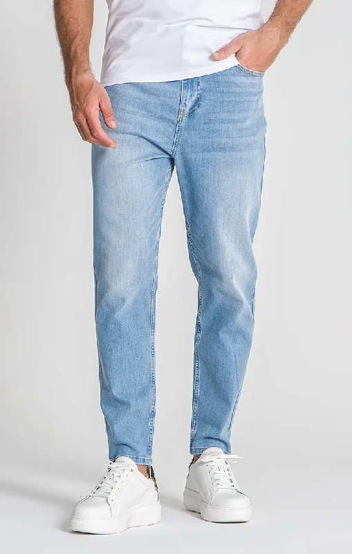 Oversized Men's JeansLight Blue Carrot Leg Jeans