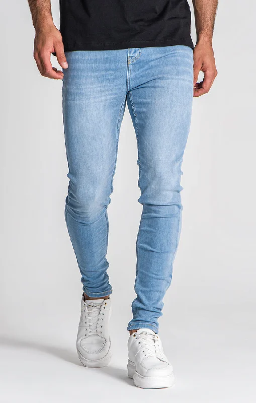 Men's Jeans with a Distressed LookLight Blue Core Skinny Jeans