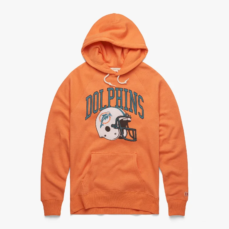 Men's Hoodies with Hidden PocketsMiami Dolphins Helmet Retro Hoodie