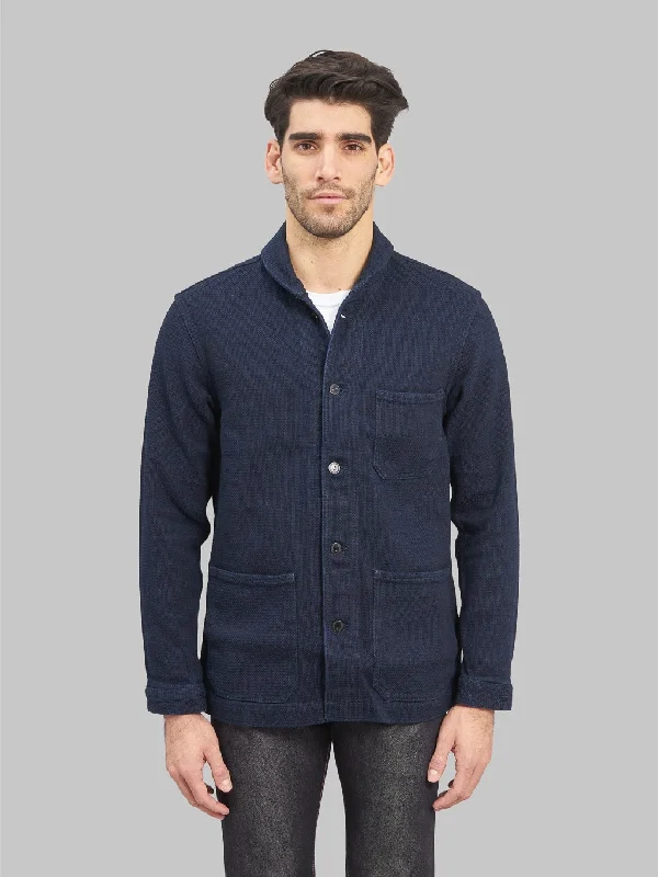 Warm Men's Down JacketsMomotaro 03-042 Indigo Dobby Coverall Jacket