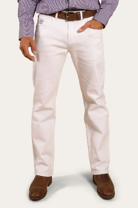 Jeans for Men with Skinny LegsMuster Mens Slim Straight Fit Jeans - White