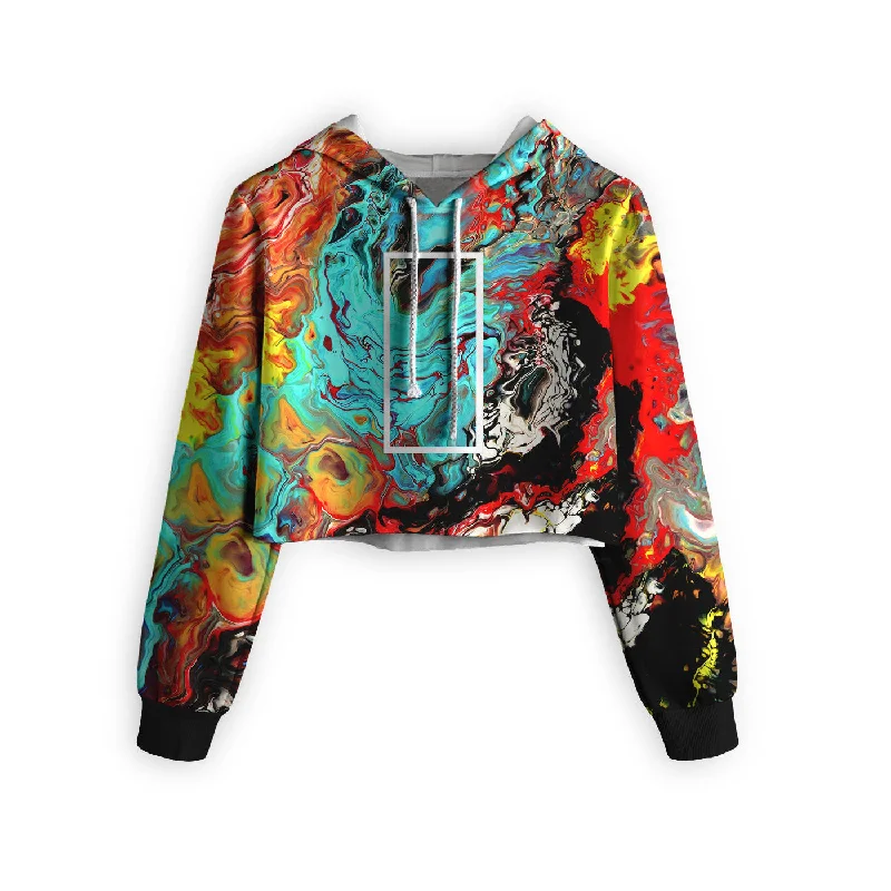 Men's Hoodies with Wind-Resistant FabricOil Painting Cropped Hoodie