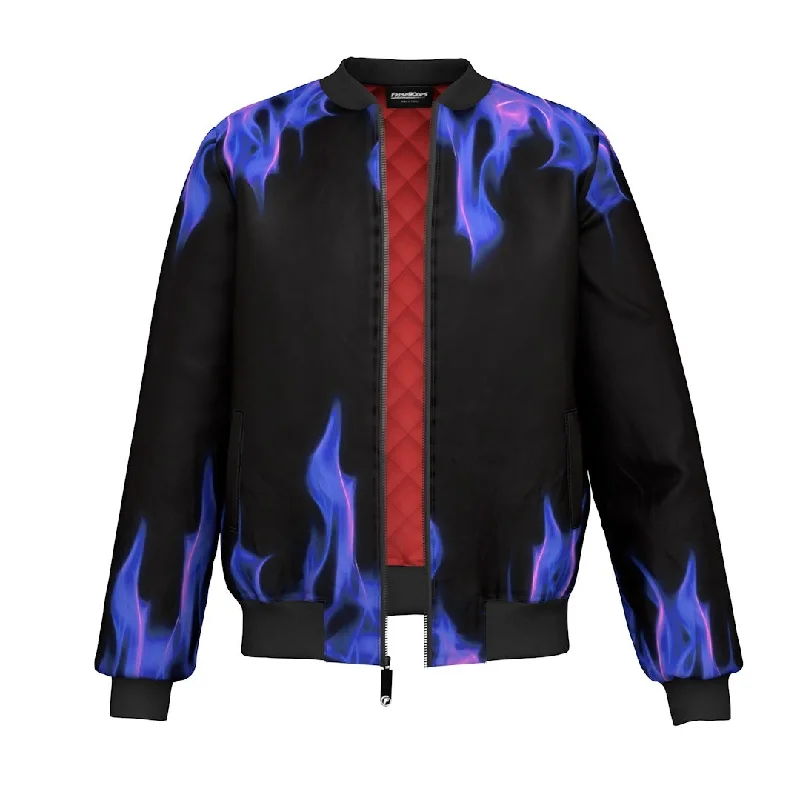 Men's Coats for Outdoor ActivitiesPurple Flame Bomber Jacket