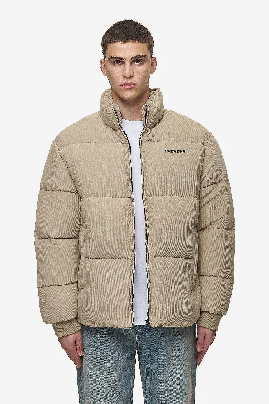 Men's Coats with Down InsulationSolin Cord Puffer Jacket Sand