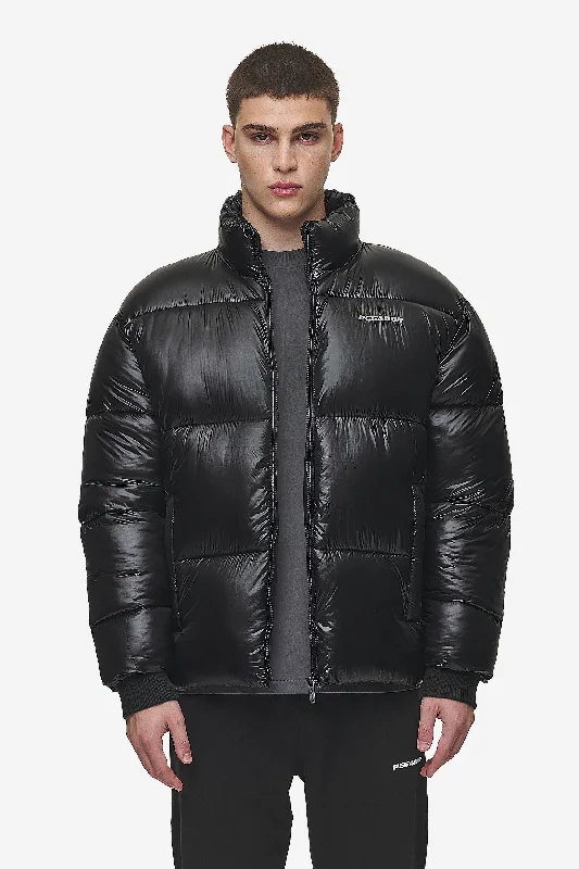 Men's Coats for Rainy WeatherSolin Light Glossy Puffer Jacket Black