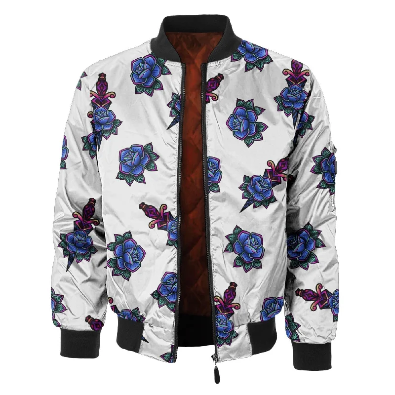 Men's Coats with Removable LiningsTattoo Pattern Bomber Jacket