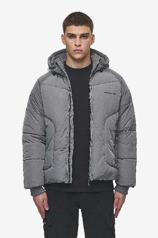 Men's Coats with Patchwork DesignsToby Crushed Raglan Puffer Jacket Anthracite