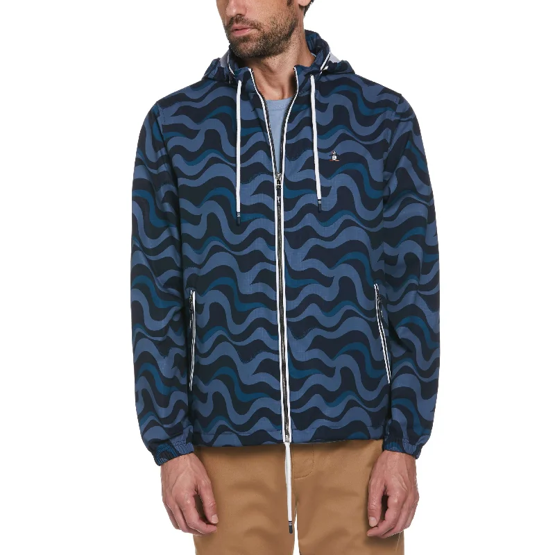 Men's Coats for Cold WeatherWavy Print Ripstop Jacket