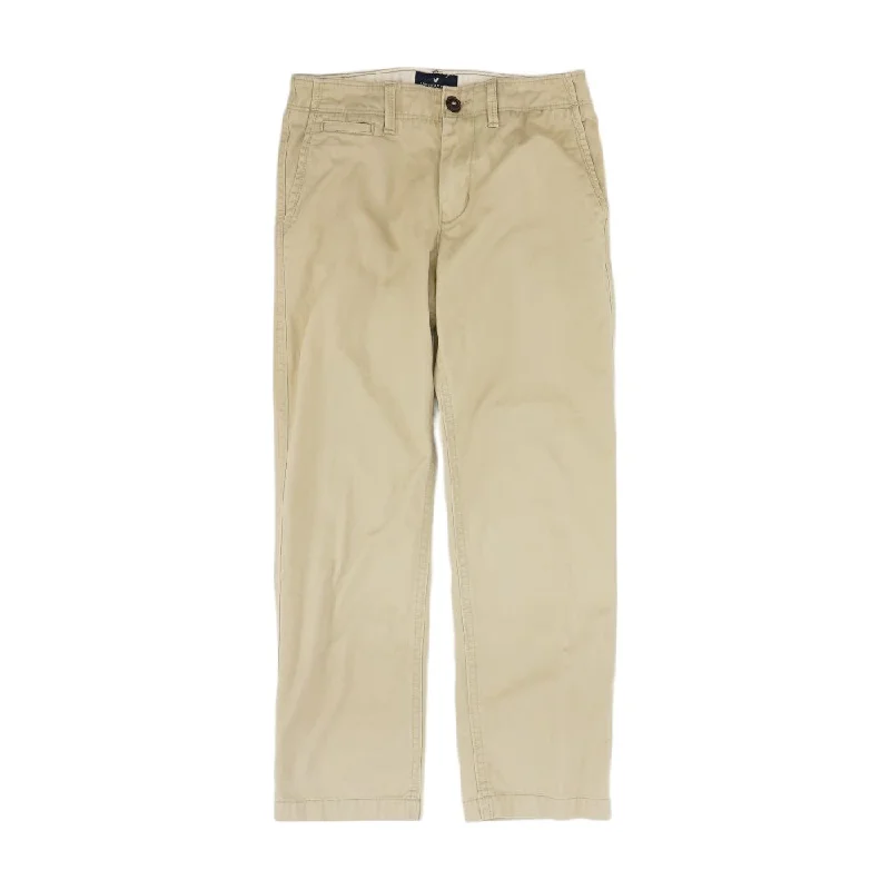 Men's Pants with Appliqué DetailsBeige Solid Chino Pants