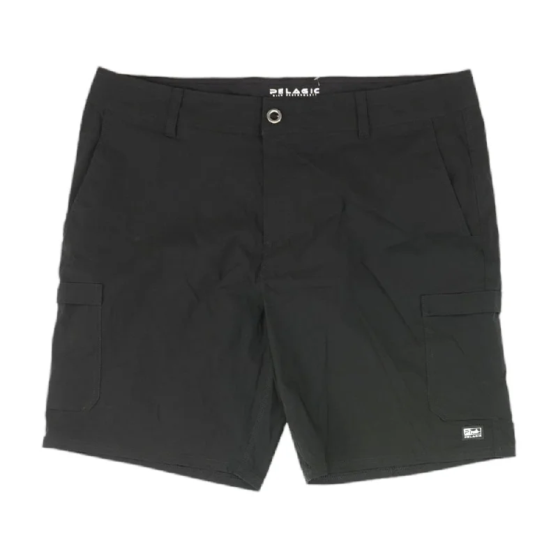 Men's Drawstring Pants for AdjustabilityBlack Solid Cargo Shorts