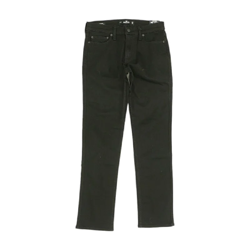 Men's Pants with Hidden ButtonsBlack Solid Slim Jeans