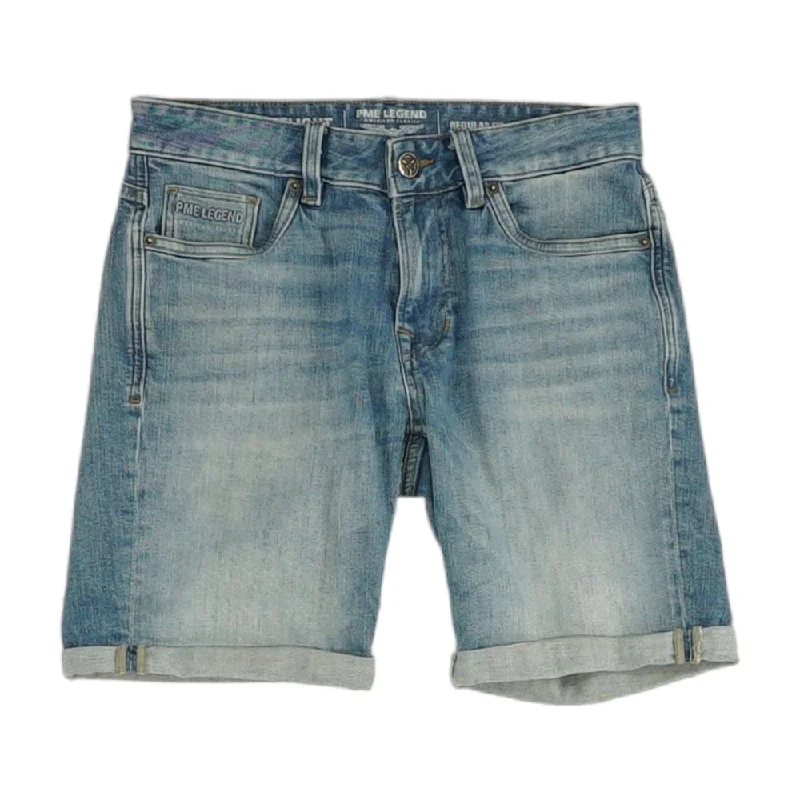 Men's Patterned Pants with Geometric DesignsBlue Solid Denim Shorts